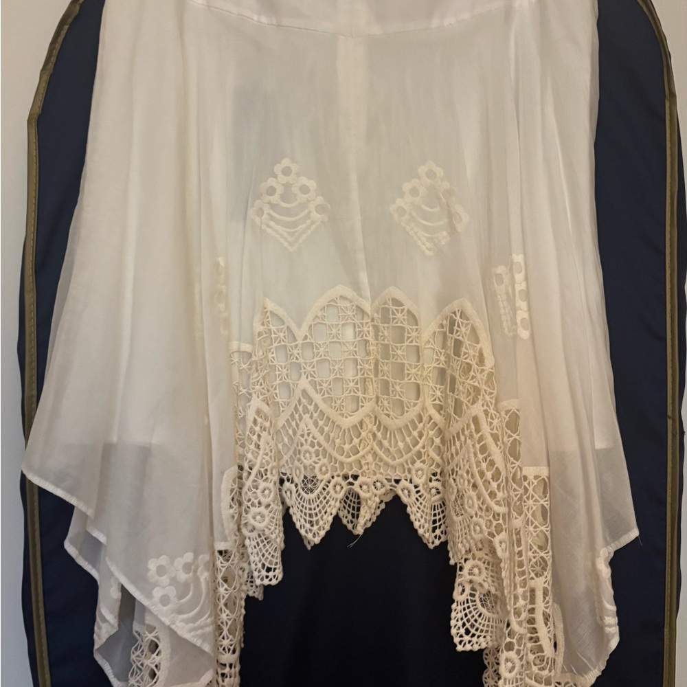Elegant White Lace Overlay Skirt